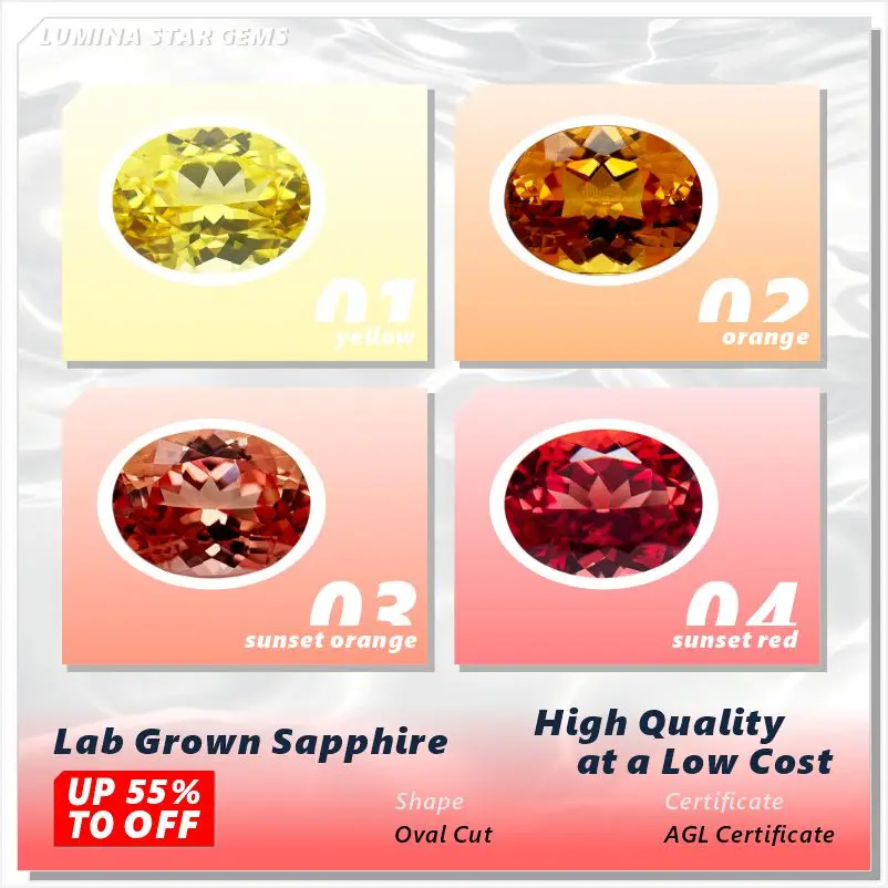 

Lab Grown Sapphire Oval Cut yellow Color High Quality Low Cost For Jewelry Setting&Custom Design Selectable AGL Certificate
