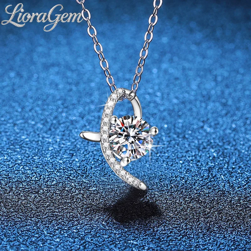 LioraGem Geometric Irregular Diamond-studded Pendant for Women, Luxury 1-carat D Color Moissanite Necklace Platinum PT950 Stamp