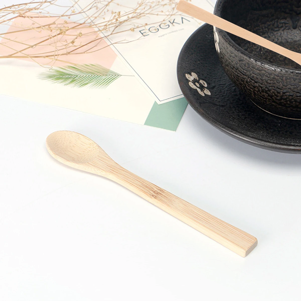 

10pcs Bamboo Tea Spoon Long Handle Eco Friendly Teaspoon Wood Scoop Sugar Salt Spice Honey Teaware Accessories Home Office