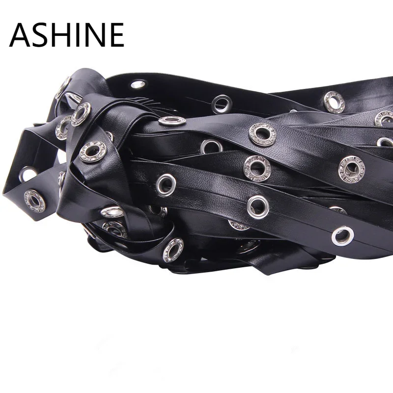 

Leather PU Rivet Punk Hip Hop Leather Rope Webbing Tape Eyelets Band Grommet Ribbons Crafts Jewelry Trimming Collar Accessories