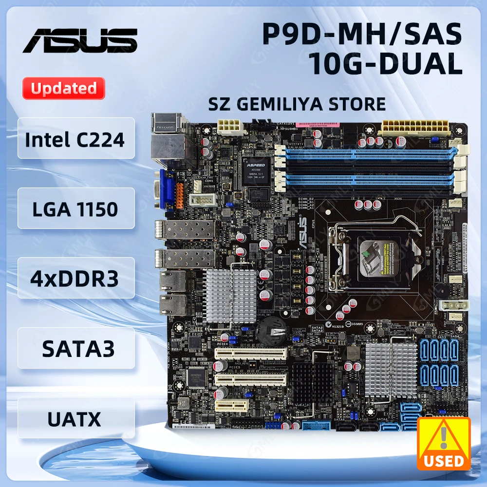 ASUS P9D-MH/SAS/10G-DUAL Motherboard Socket 1150 Intel C224 4×DDR3 32GB 4×SATA III 2×USB3.0 UATX