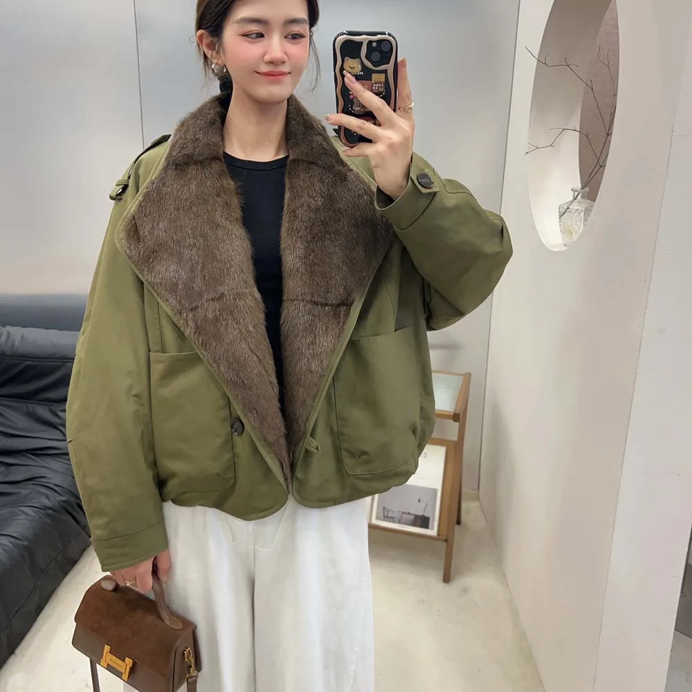 

2025 Outerwear Winter Parkas Elegant Fox Fur Overcoat goose down Liner Warm Jacket Women Coats Parka Street wear