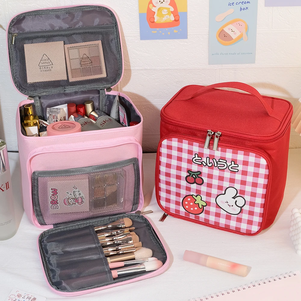 Cartoon Kawaii Makeup Bag Portable Travel Wash Bag Storage Large Toiletry Bag Huge Storage Box Cosmetic Bag Organizer