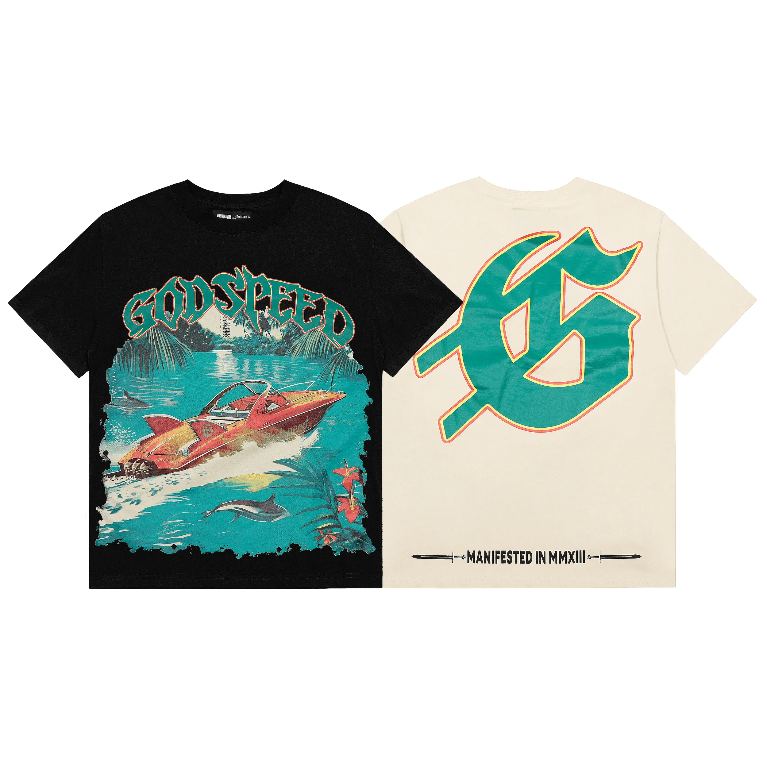 

Винтажная футболка Godspeed с принтом яхты, американская модная уличная одежда, свободная футболка ort Sve, повседневная футболка из чистого хлопка