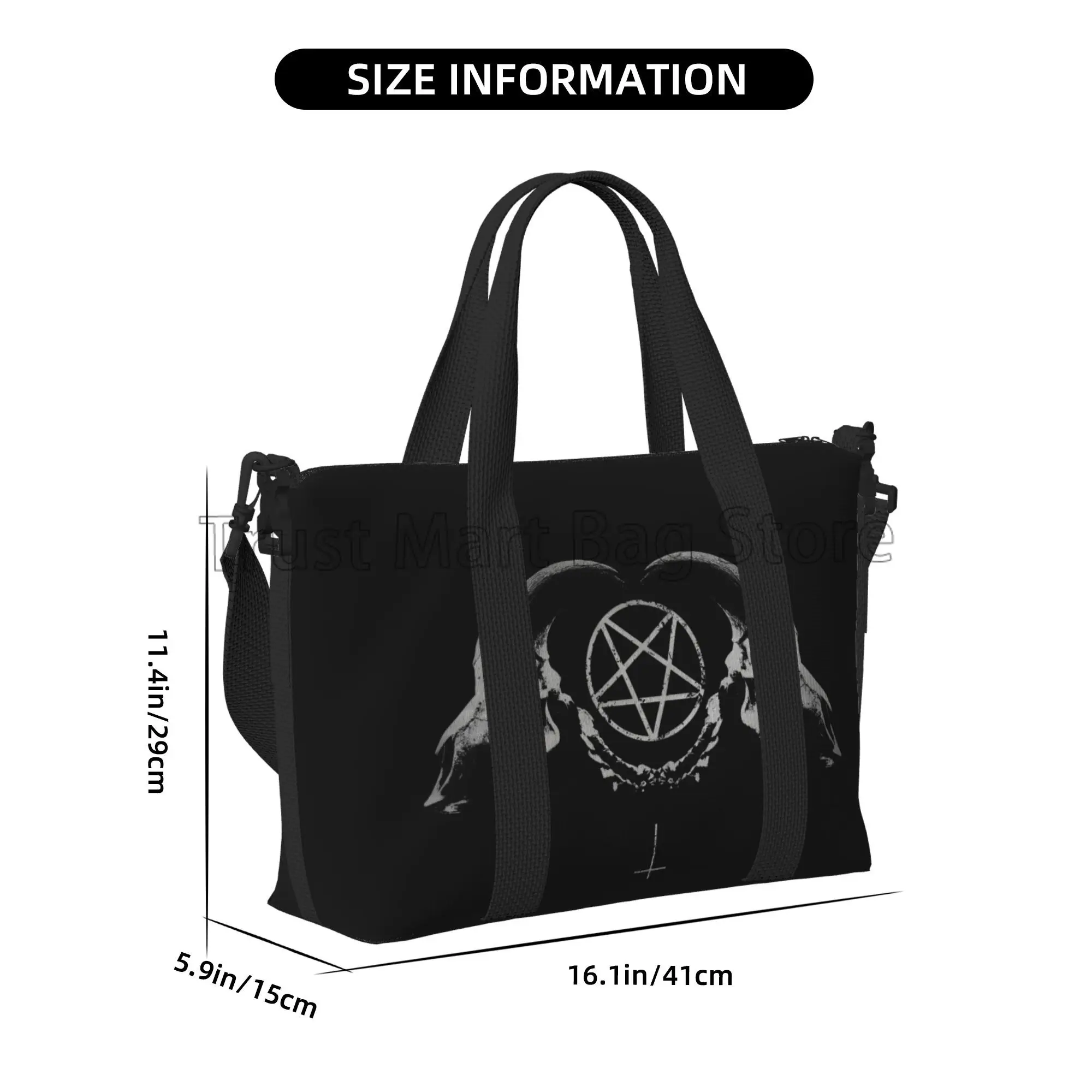 Pentagram Satantic Occult Church of Satan Goat Goth Travel Duffle Bags Unisex Multifunctional Durable Handbags Weekender Bag