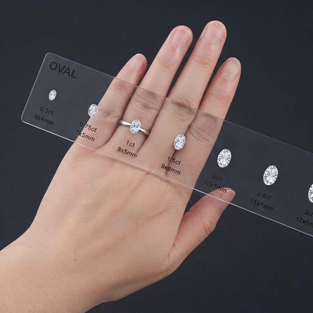 3-piece set Ring Size Measuring Device For Round Oval Square Diamonds With High Precisions Markings Rhinestones Measuring Ruler