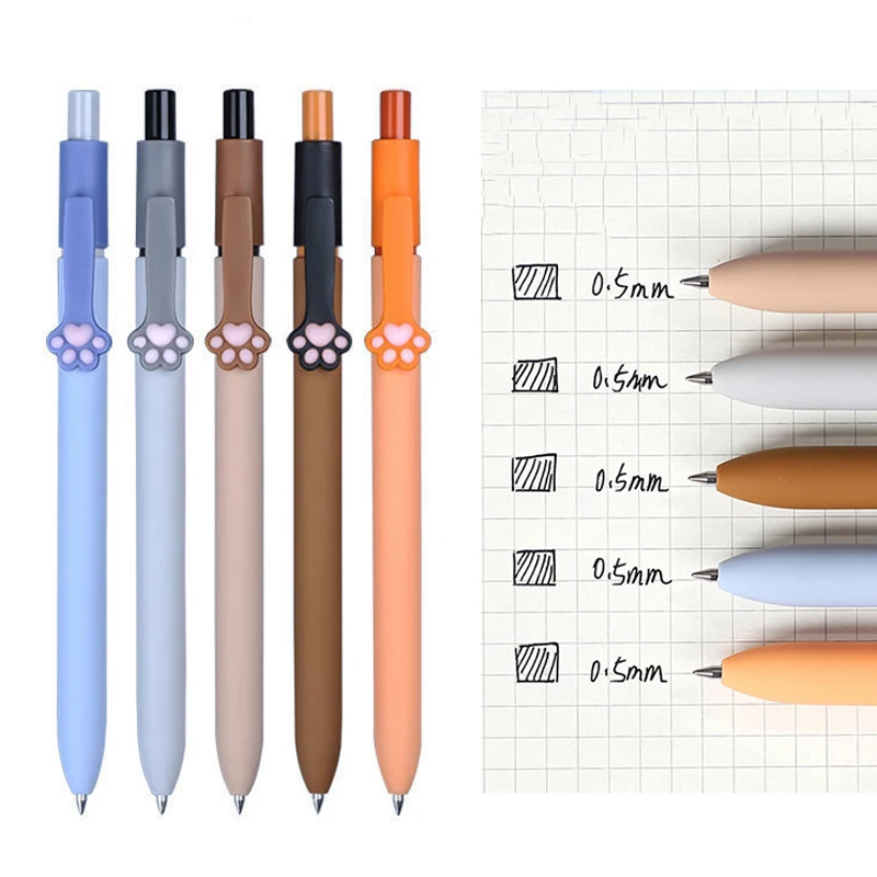 Cute Cat Paw Retractable Press Gel Pens 0.5mm Black Ink Ballpoint Pen Kawaii School Student Writing Stationery Supplies