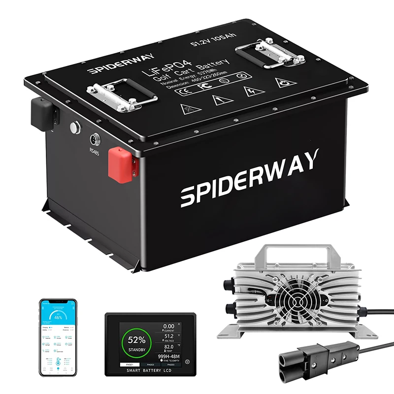 48V 105Ah Golf Cart LiFePO4 Lithium Battery with 25A Charger for Yamaha G19 G22