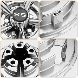 4Pcs Golf Cart Hubcaps,8 Inch SS Chrome Golf Cart Hub Caps,Shiny Wheel Covers Hubcaps for Yamaha,EZGO,Club Car Golf Cart