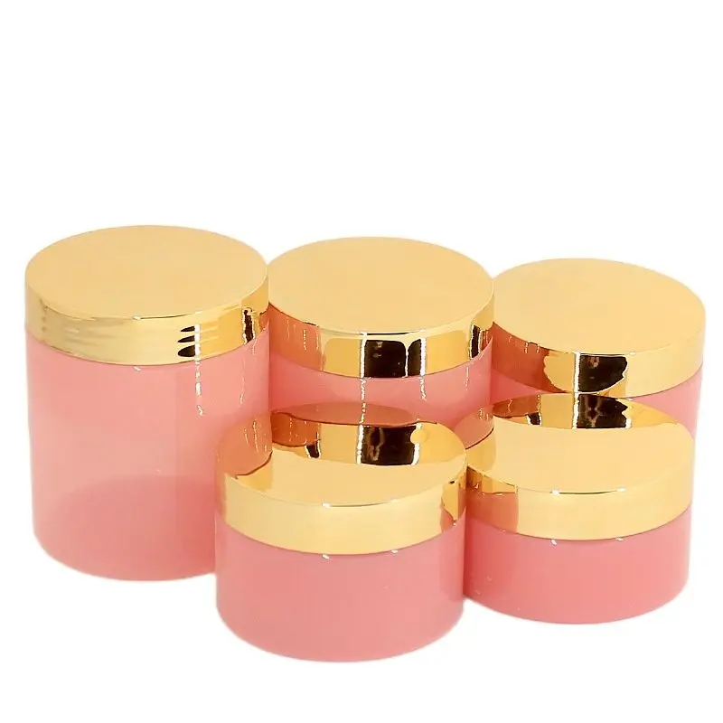 

Empty Pink Plastic Pots Makeup Containers Shiny Silver Lid 100ml 120ml 150ml 200ml 250ml Wide Mouth Bottle Cosmetic Cream Jars