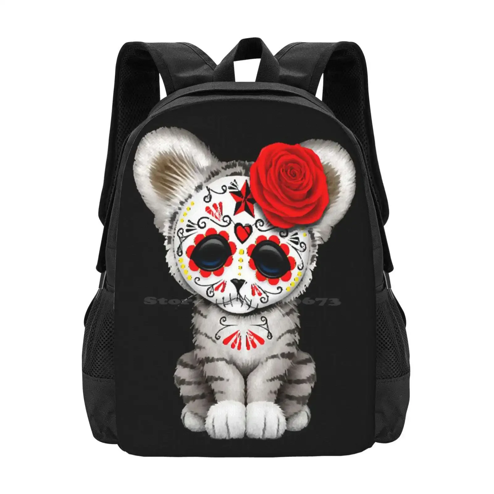 

Reddayoft филогарugarskullwhitetigercub Лидер продаж школьный рюкзак модные сумки день мертвых кошка белый тигр сахарный череп
