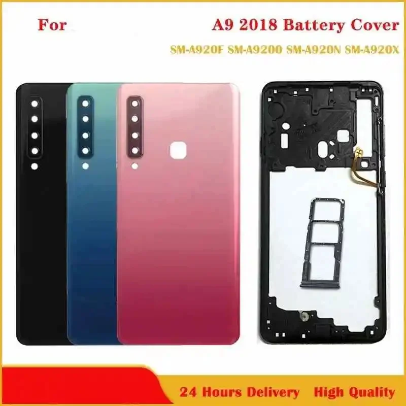

Для Samsung Galaxy A9 2018 A920F SM-A920 Средняя рамка A920F Батарея Задняя крышка Задняя дверь Корпус Чехол Лоток для SIM-карты Замена