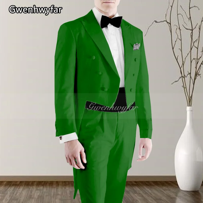 

Gwenhwyfar 2023 Spring Hot New Product Double Breasted Pointed Lapel Green Men's Suit Formal Wedding Groomsman Party Tuxedo