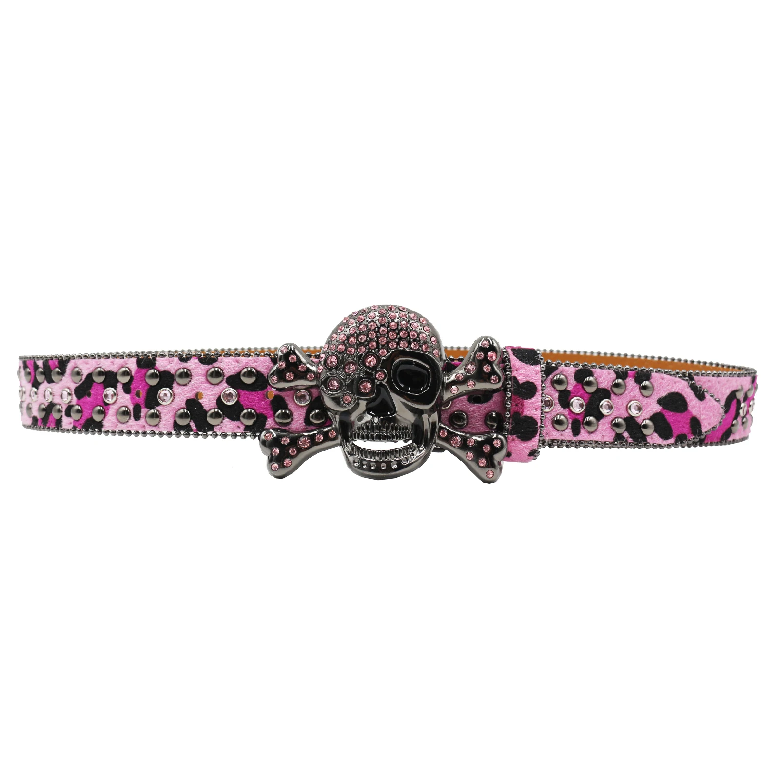Leopard skull Hot Rhinestone Western Belt Fashion Studded Belts for Men Strap Diamond White Belts Cowgirl Cowboy For Jeans