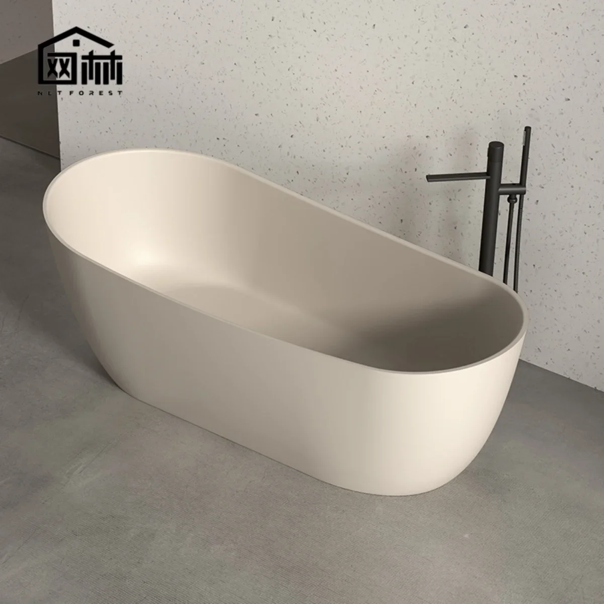 Matte Milk Brown Artificial Stone Qimeishi Independent Bath Home Shaped Bathtub