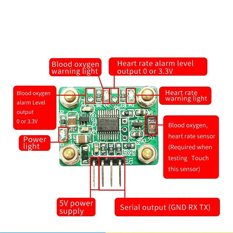 

ABAC-MAX30102 Модуль датчика сердечного ритма для компьютера с прямым считыванием/тестовый модуль пульсоксиметрии Heartbeat