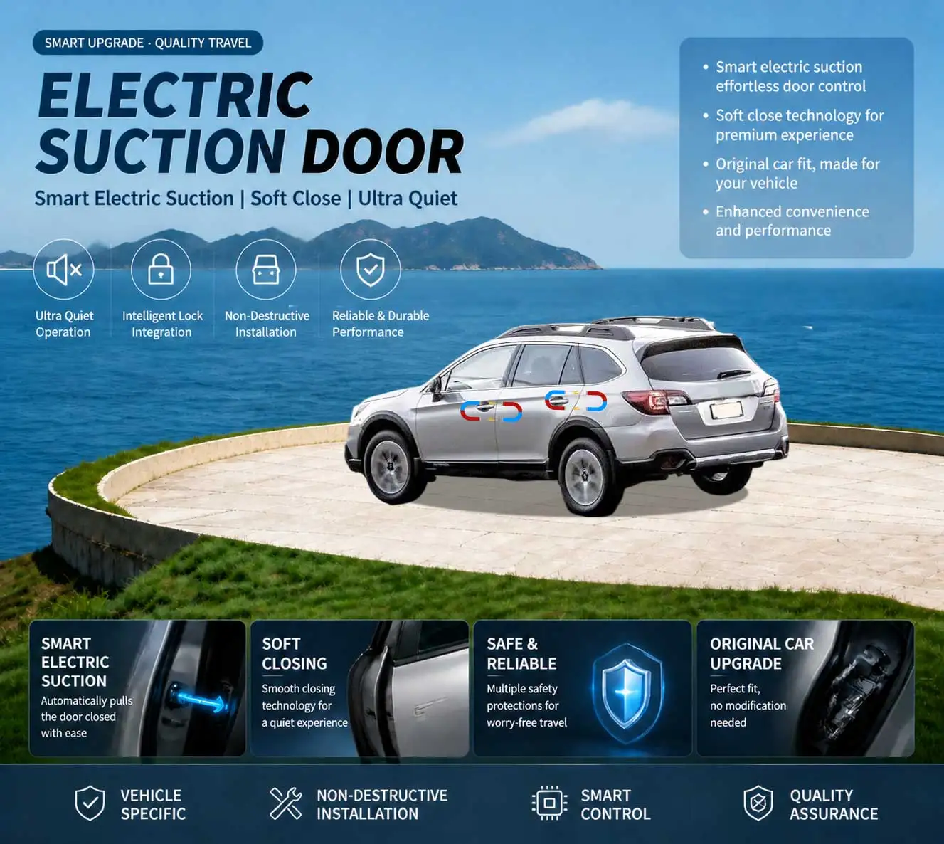 Car-Specific Auto Soft Close Door & Electric Tailgate Modification Kit for Subaru Outback 6th Gen BT 2019-2021