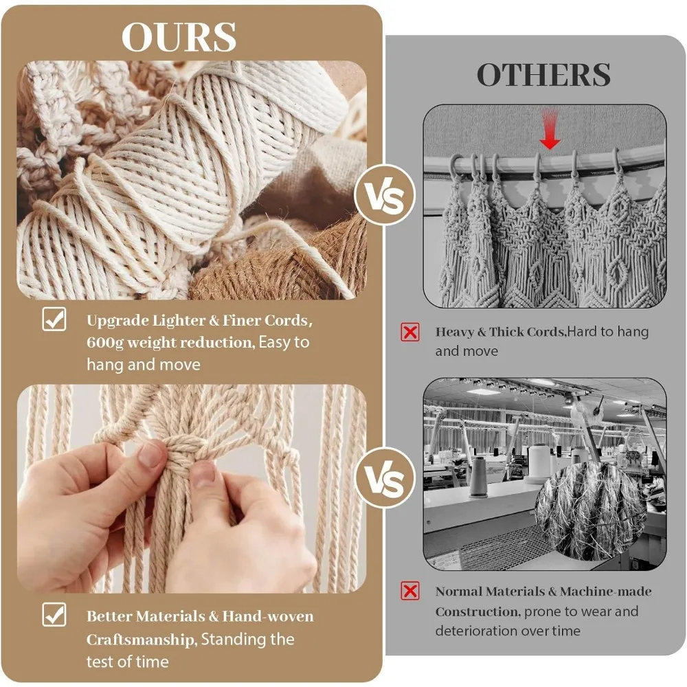 ستارة مكرامية بوهو مصنوعة يدويًا، لوحة واحدة من نافذة المدخل لتزيين الحائط، مصنوعة من القطن بنسبة 100%، مقسم غرفة معلق على الحائط #4