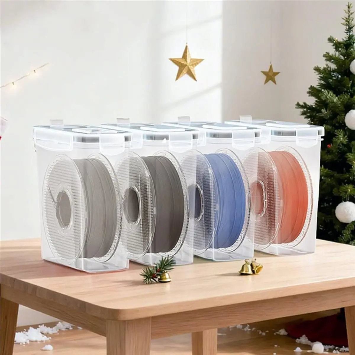 Fits for 4Pcs 4L 3D Printer Filament Storage Container Airtight Moisture-Proof Box for Spool,Keep PETG/TPU Filaments Dry Dust