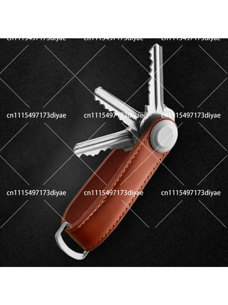 Fashion 5X Car Key Pouch Bag Case Wallet Holder with Chain, Smart Leather Keychain, Brown