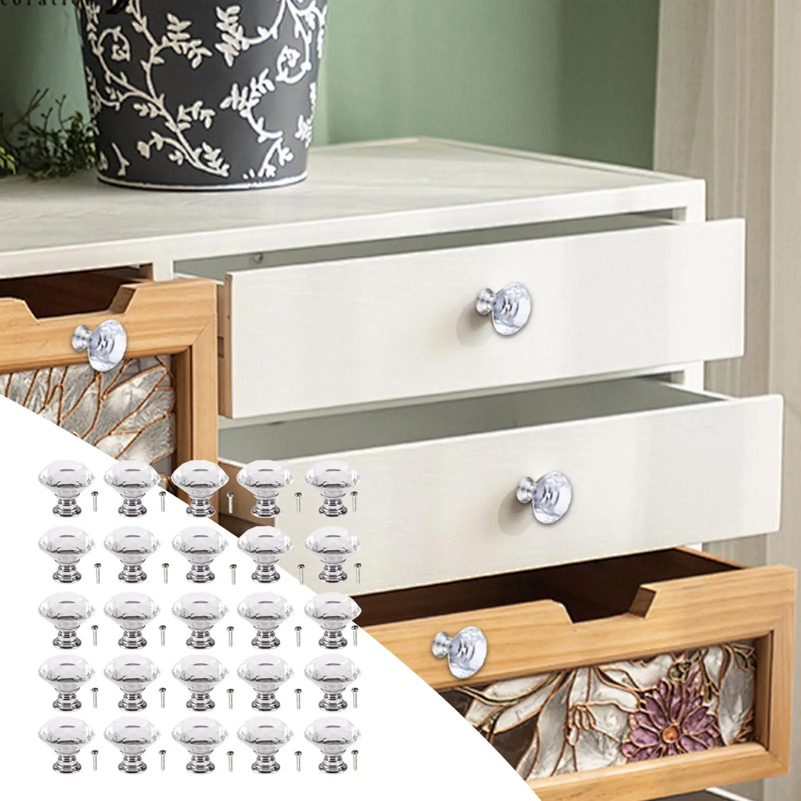 

Drawer Knobs Crystal Handles With Screws 25 Pieces Aluminum Alloy Dresser Knobs For Kitchen Bathroom Office Furniture Tables