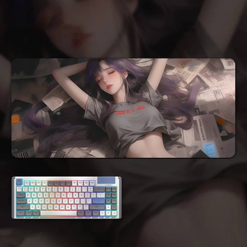 

Anime Sweet Girl Bureaumat Muismat Pc Kast Pad Gaming Accessoires Gamer Toetsenbord Antislip E-Sports Tablemat