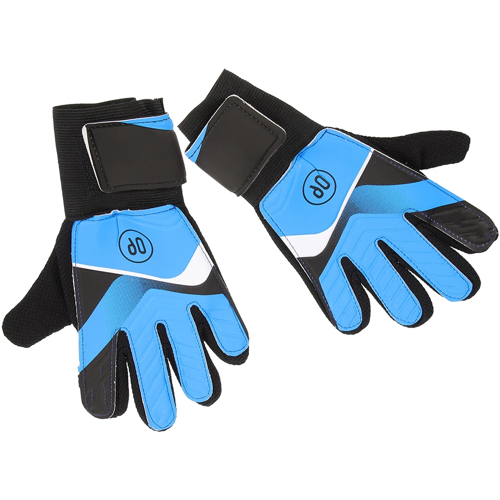 

Goalkeeper Gloves Blue 5# PU Latex AntiSlide Protection Sports Training Hand Cover Soccer Supply Youth Football Glove Team