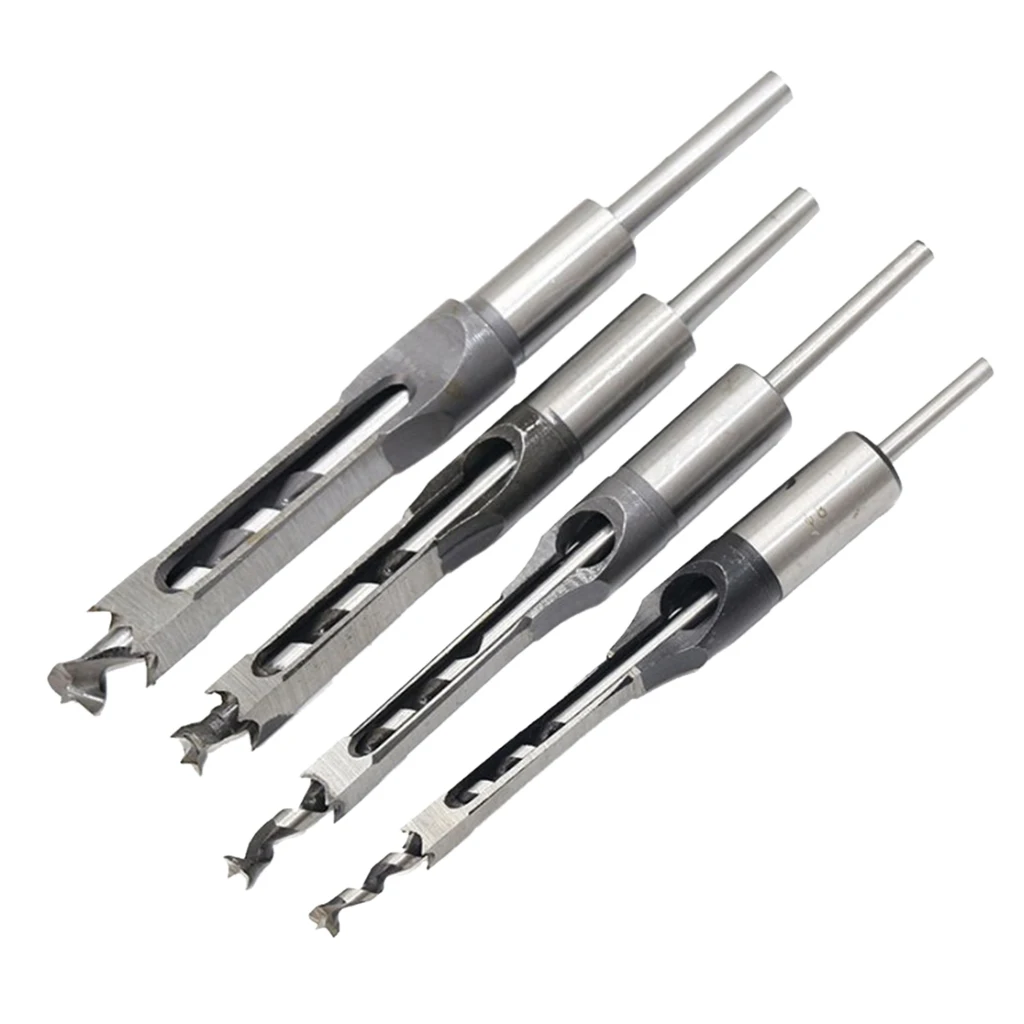 4 Pieces Square Engraving Tools 6.4/8/9.52/12.7 Woodworking Drill Bit