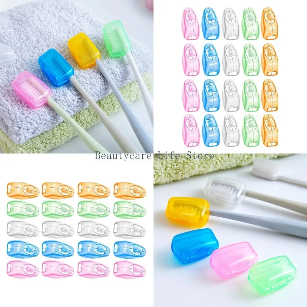

652C 50Pcs Colorful Plastic Toothbrush Head Protectors Covers Hygienic Travel Dental Brush Caps for Home Indoor and Outdoor