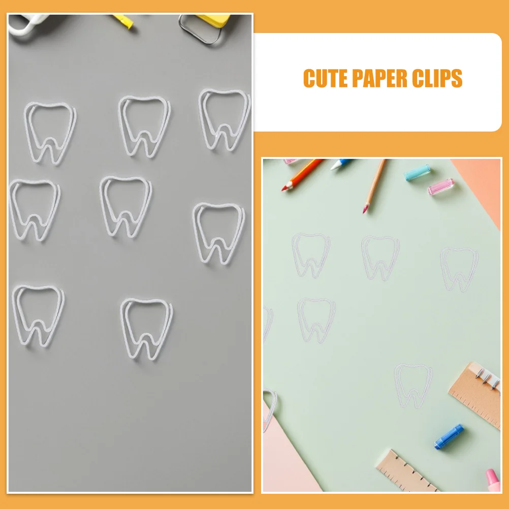 150Pcs Tooth Shaped Paper Clips Metal Binder Clips White Office Supplies for Organizing Documents Files Journaling