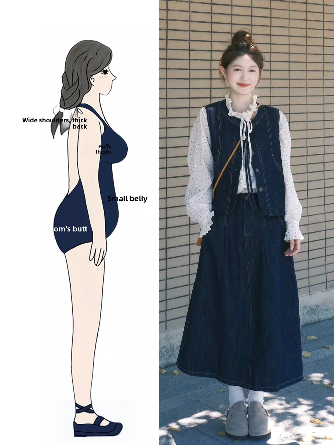 

Spring Fashion plus Size Women's Polka Dot Shirt Denim Vest High Waist Skirt Three Piece Set Vintage Style Casual Wear