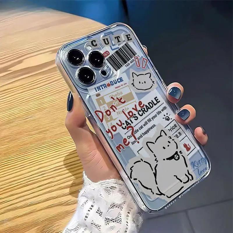

Funny Cat Dog Phone Case For iPhone 17 16 15 11 12 14 13 Pro Max Mini X XS XR 7 Plus SE4 16E Shockproof Transparent Cover Fundas