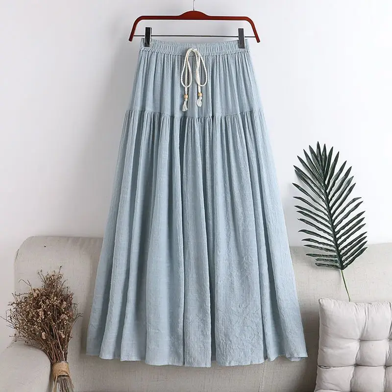 

New Cotton Linen Skirt Spring Summer Cleanfit Sle mid Waist A-Line Skirt for Women Ciwalk Ocn PVC Material