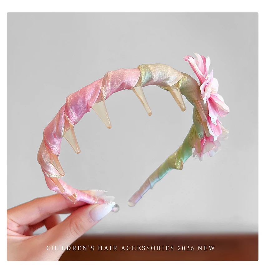 Mädchen Haarreif mit Zahngriff, niedliches 3D-Harzdekor, rutschfester Stoff-Haarreif für Kleinkinder, Kinder-Party-Haaraccessoires, Geschenk – Detail 9
