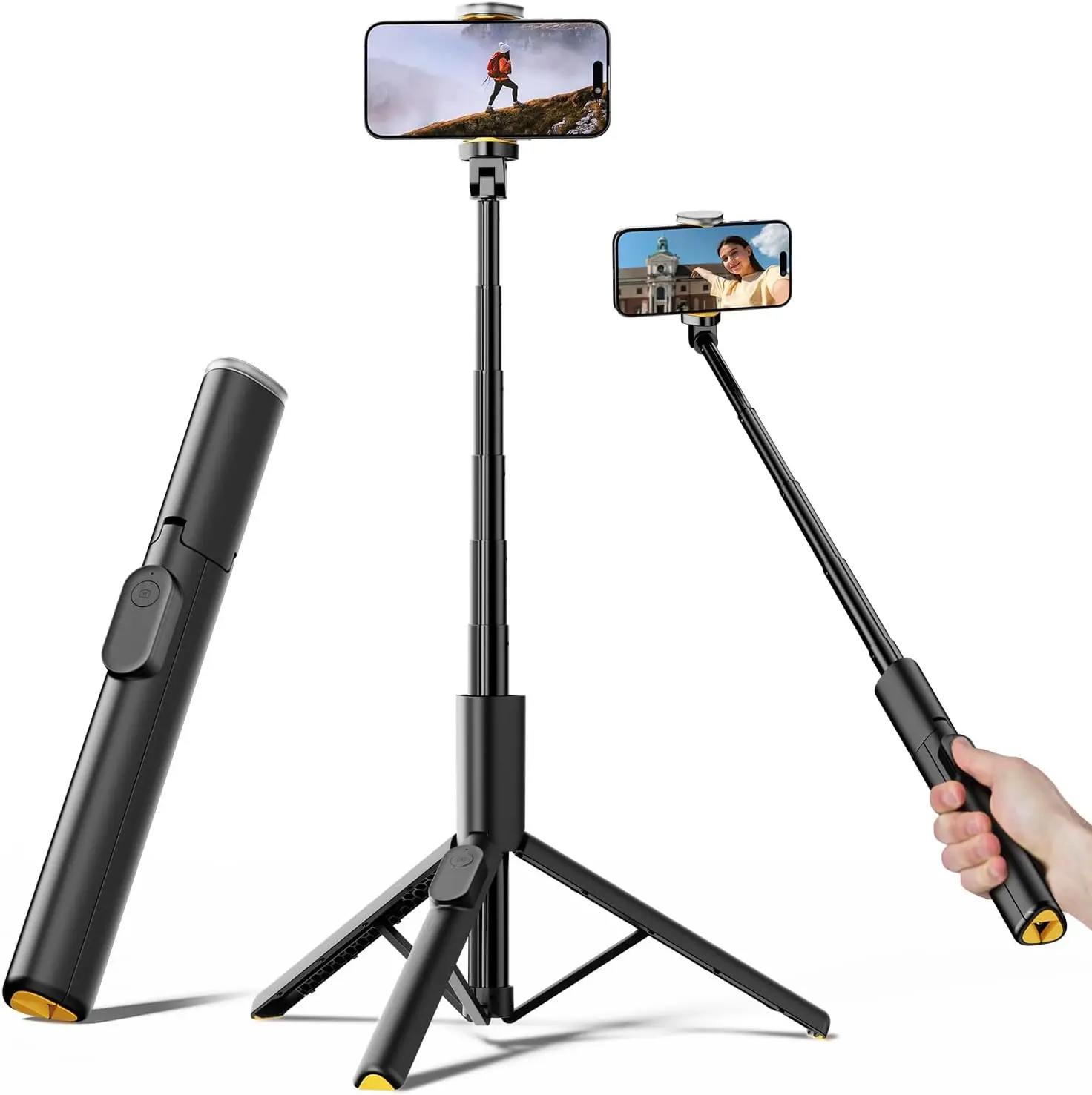 

60" Extendable Selfie Stick Tripod with Wireless Remote, Compatible iPhone/Android Phones