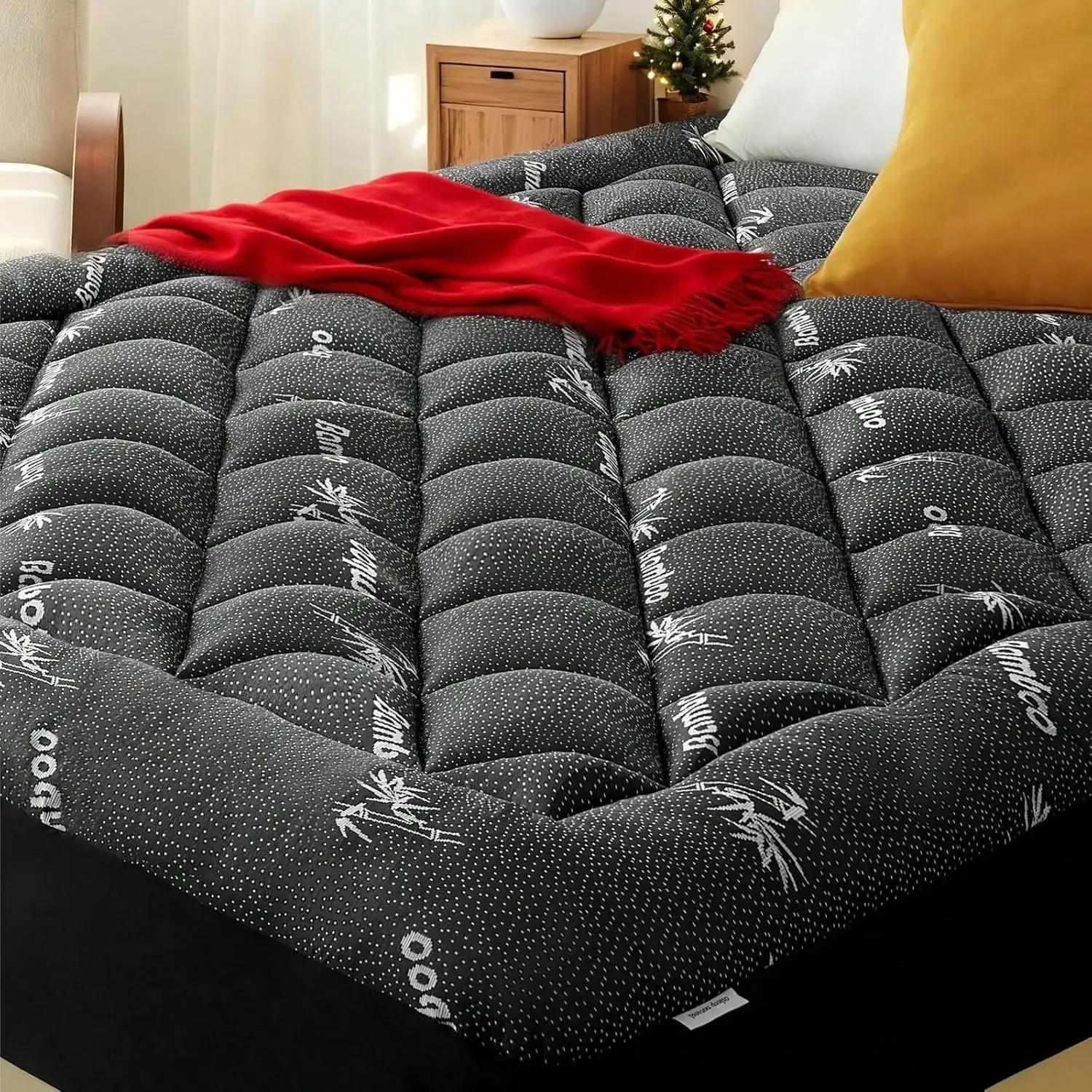 Queen Mattress Topper, Viscose Derived From Bamboo Thick Pillow Top Mattress Pad With Deep Pocket, Naturally Cooling For Hot Sleepers, Soft For Back Pain Relief