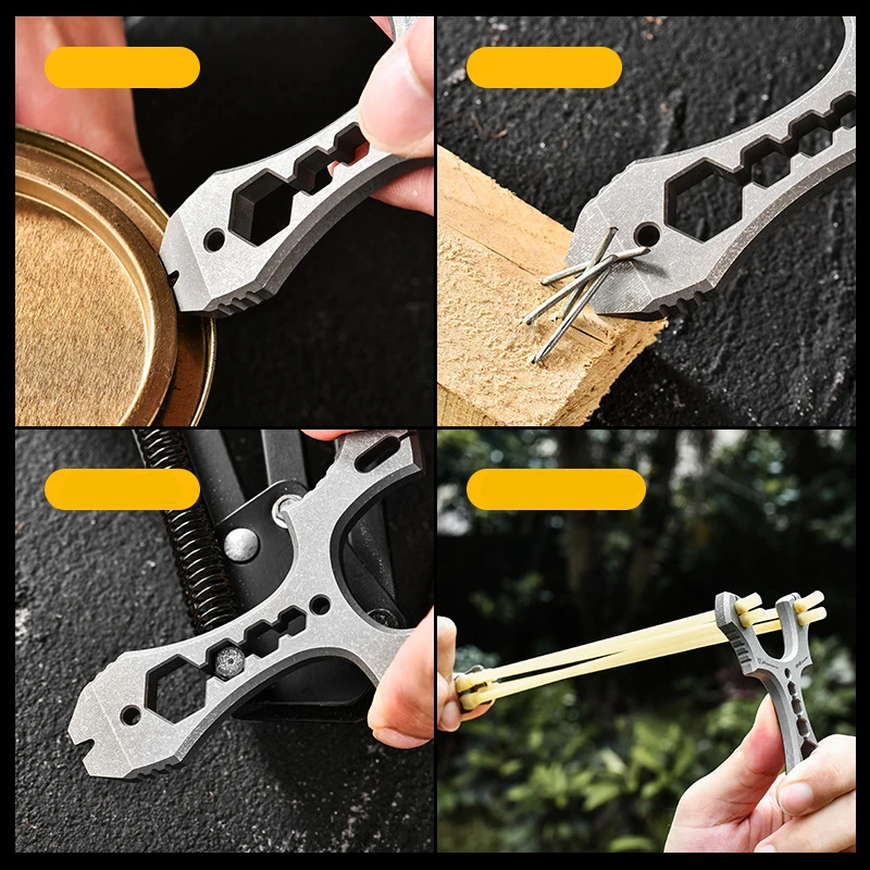 Titanium Alloy Slingshot Quick Press Multifunctional Camping Outdoor EDC Tool