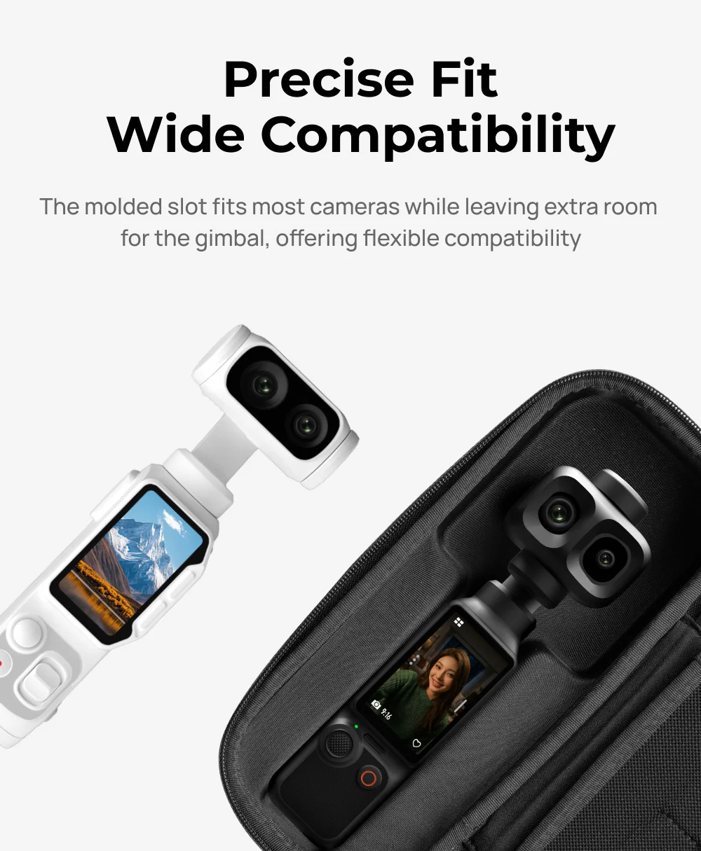 TELESIN Aufbewahrungsschutz Wasserdichte Tasche für DJI OSMO Pocket 4P Insta360 Luna Ultra Gimbal Kamera Tragetasche PU Kameratasche – Detail 10
