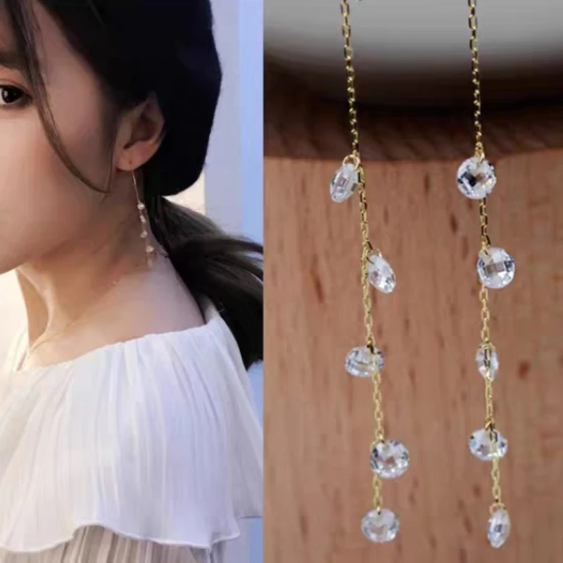 

Лидер продаж, серьги с цирконием из стерлингового серебра 925 пробы, корейская версия, модный роскошный подарок, элегантные украшения для ушей для женщин