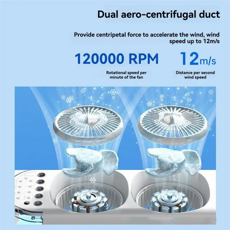 A40Z-Five-Hole Sprayer Dual Fan Humidification Brushless Direct Plug Charging Multiple Gears Colorful Lightswithlargecapacity