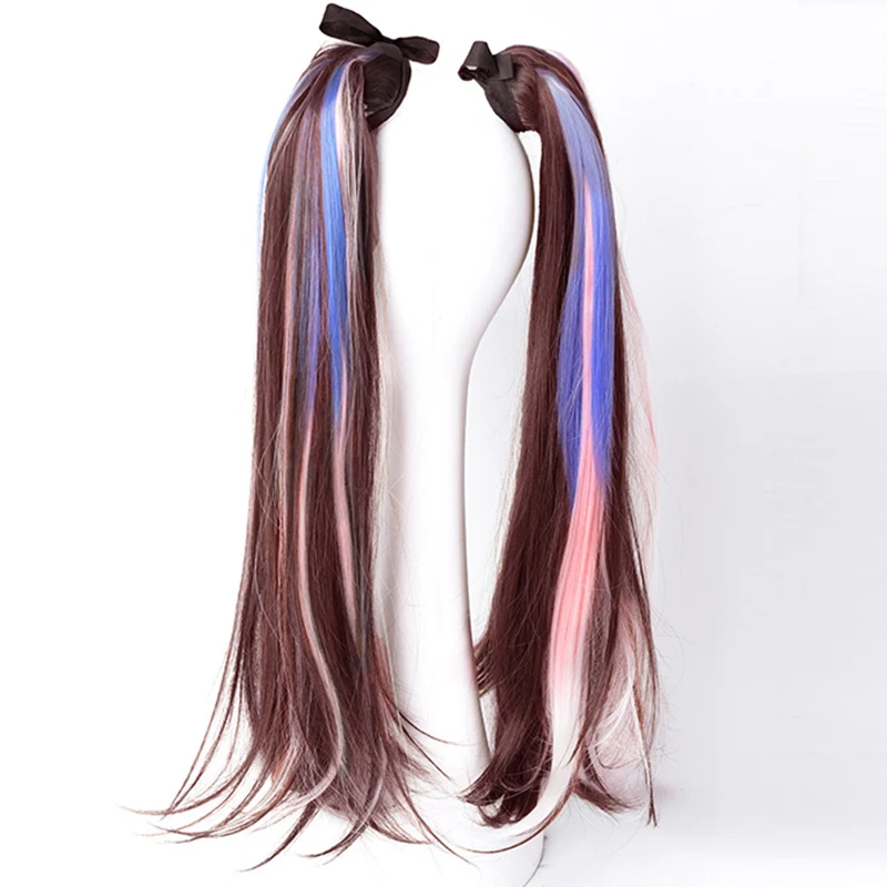 Extensões sintéticas de cabelo rabo de cavalo para mulheres, cabelo preto, peruca lisa, cauda pequena, alça de cabelo, concubina nova, natural