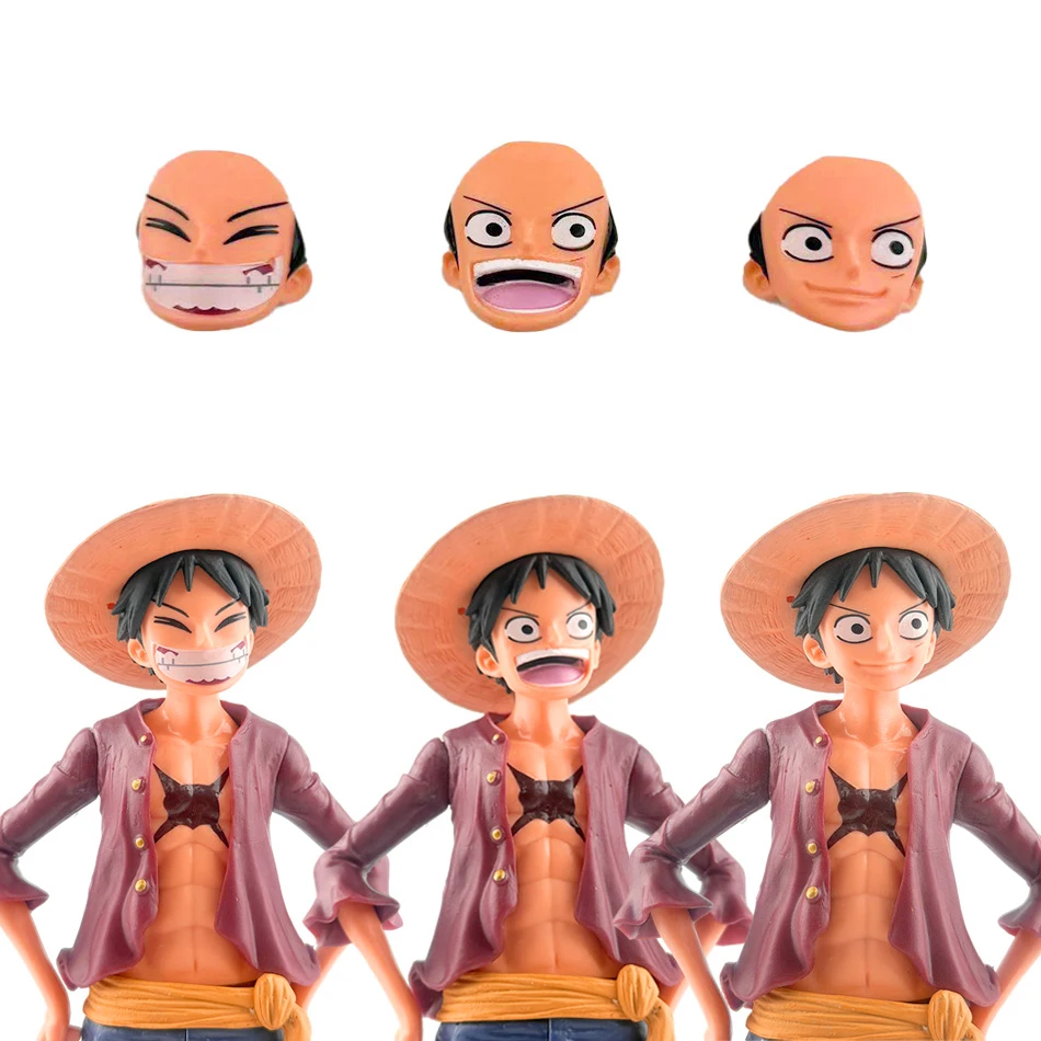 One Piece Luffy Smiley Face Luffy Mengqi D Luffy Face Changing Luffy Handmade PVC Model Ornament Christmas Decoration Gift Toys