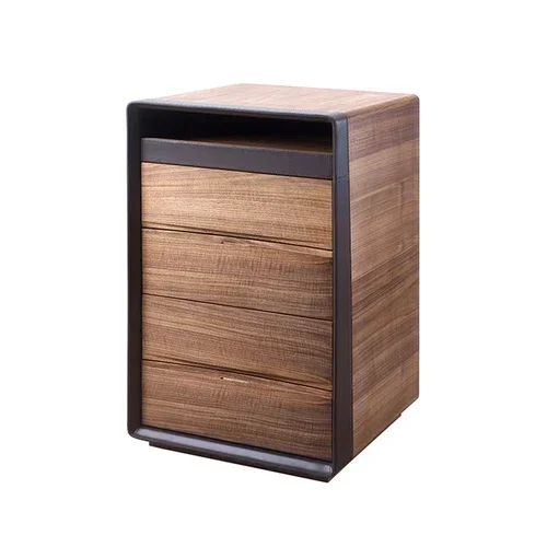 Black Walnut Chest of Six Drawers Affordable  High-End Saddle Leather Chest of Drawers Modern Minimalist Bedroom Locker