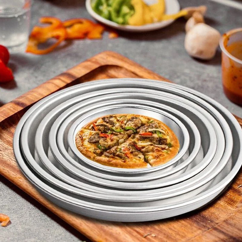 6-12inch Non Stick Pizza Pan Pizza Baking Tray Aluminum Alloy Bakeware Kitchen Tools Round Pancake Pizza Pastry Baking Tray