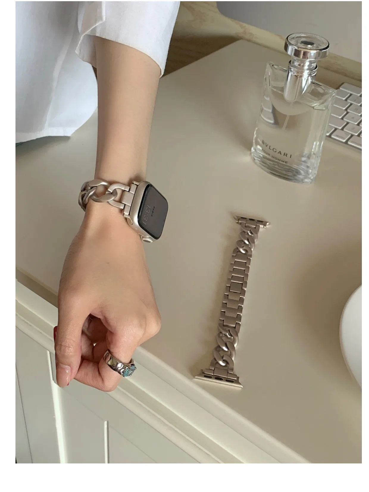 Модный металлический ремешок-цепочка для Apple Watch Ultra 49 мм 44 45 38 40 41 42 мм, ремешок из нержавеющей стали для iWatch Series 9 8 7 6 5 4 3 SE