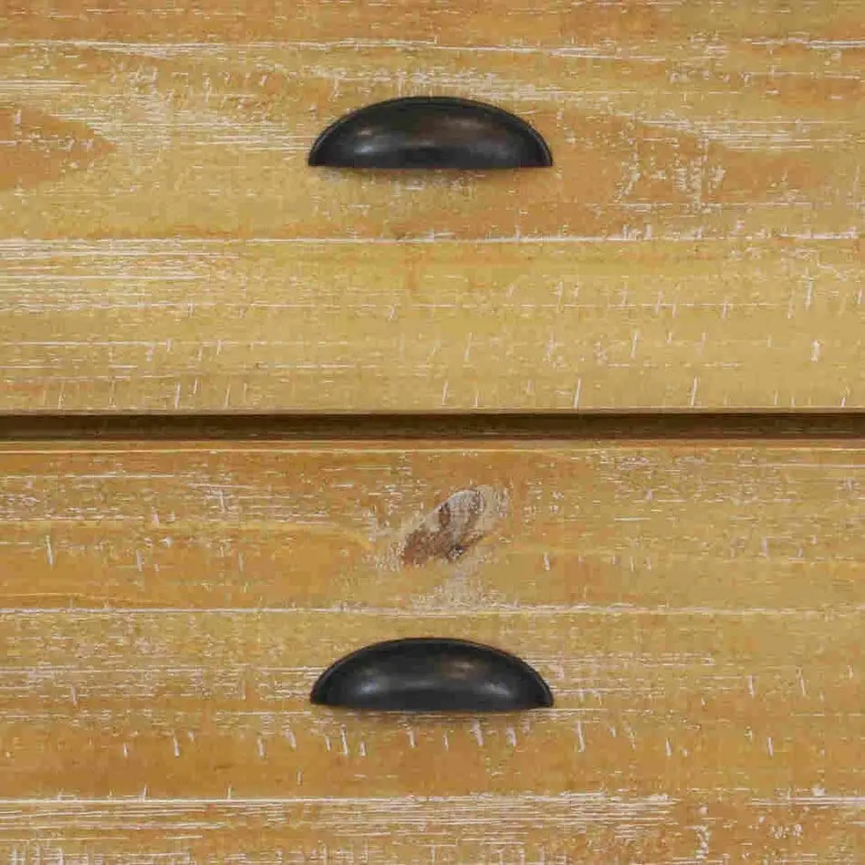 منضدة بجانب السرير بدرجين، من الخشب الصلب مع لمسة نهائية من خشب دريفت #5