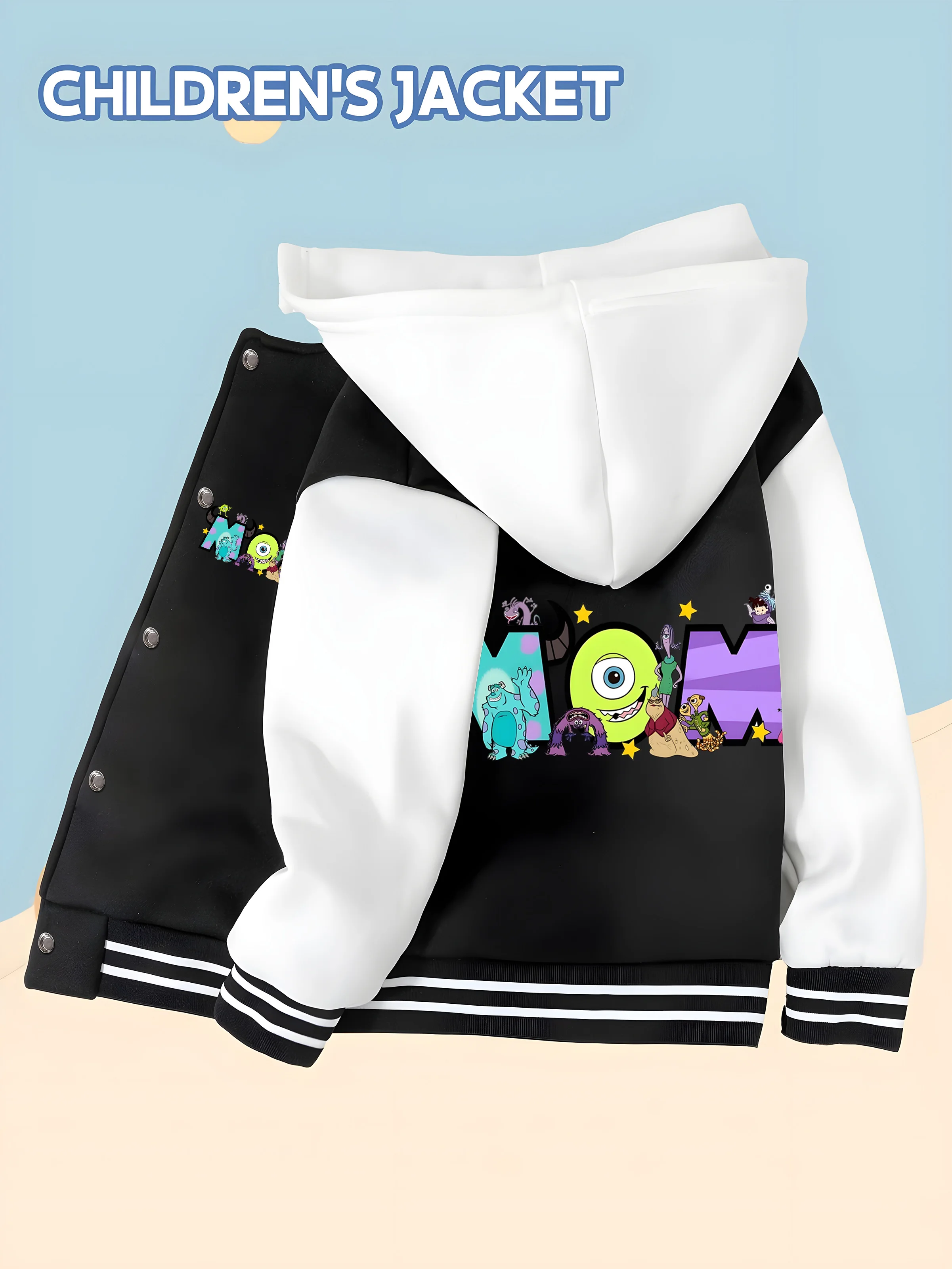 

MINISO Disney Monsters University Boys' Baseball Jacket - Double-sided Monsters University print, skin-friendly and comfortable