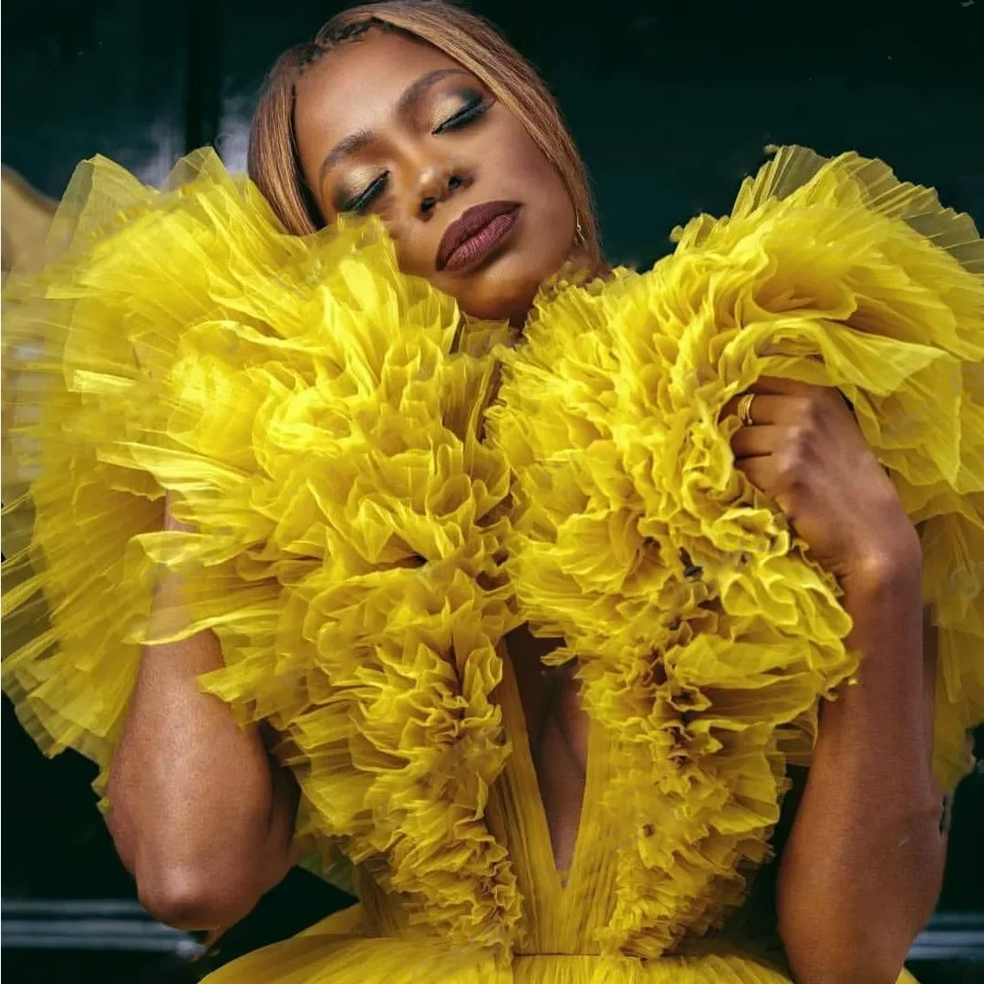 

Layered Long Train Evening Gowns Lush Custom Color robe de soiree vestido de festa Luxury Evening Party Dress