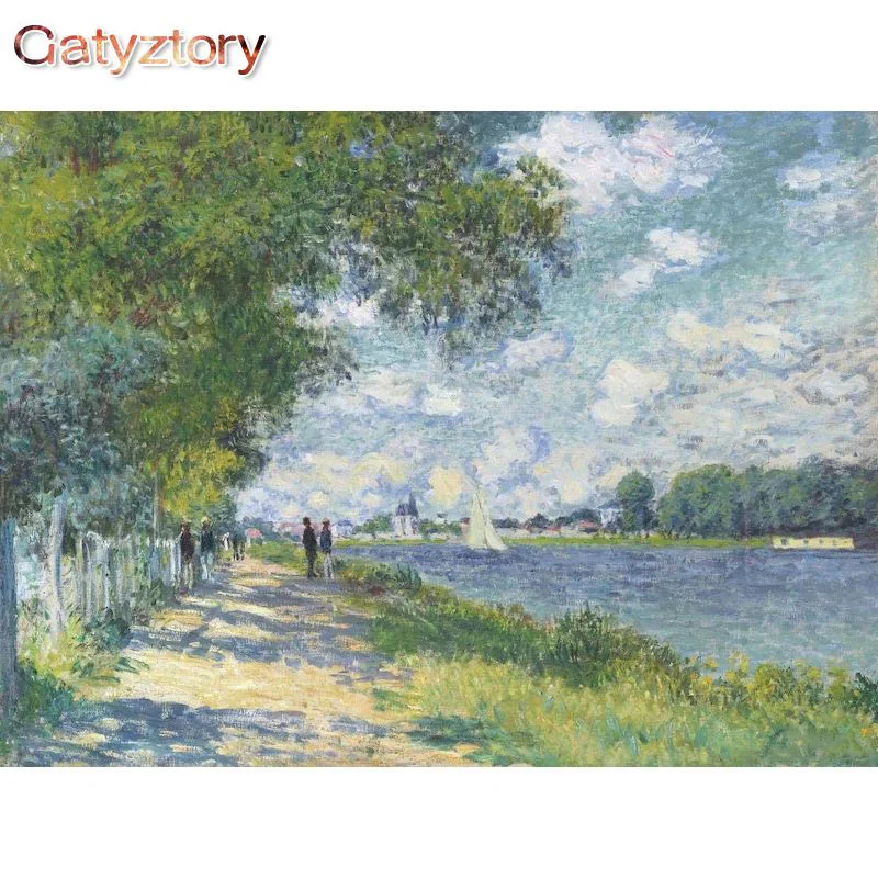 GATYZTORY 40x50cm pittura con i numeri colori acrilici numero paiting paesaggio primaverile astratto disegno fai da te con i numeri decorazioni per