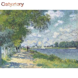 GATYZTORY 40x50cm pittura con i numeri colori acrilici numero paiting paesaggio primaverile astratto disegno fai da te con i numeri decorazioni per la casa